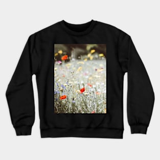 Flowers, Field, Nature, Neutral, Landscape,Scandinavian art, Modern art, Wall art, Print, Minimalistic, Modern Crewneck Sweatshirt